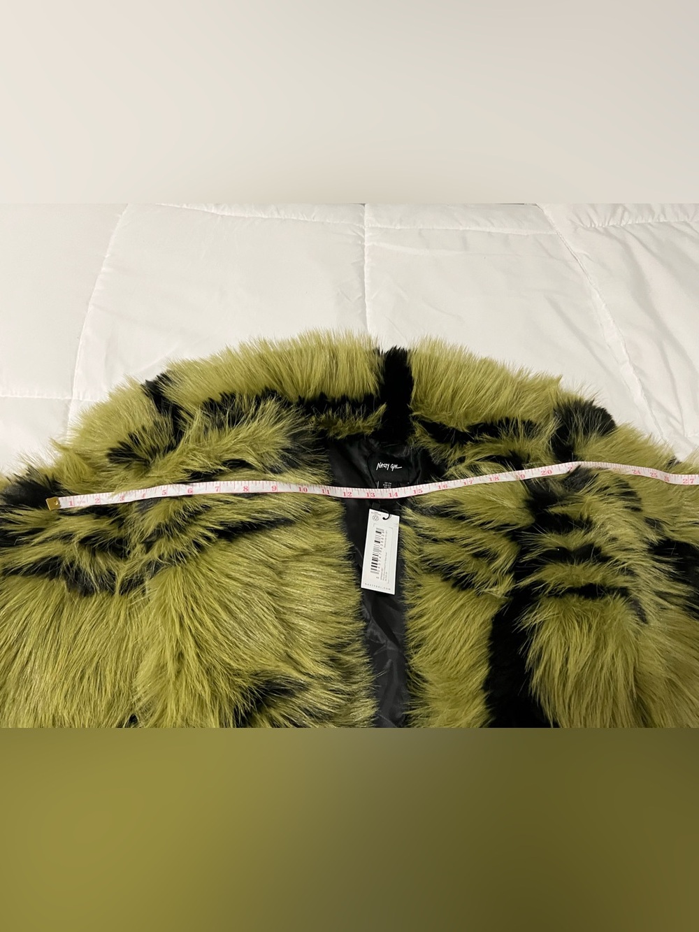 Nasty Gal Green Plaid Faux Fur Coat - Picture 4 of 8